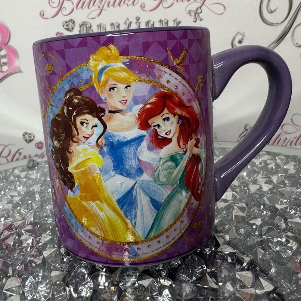 Disney princess mug drinkware sparkly purple princesses cup brand new cute